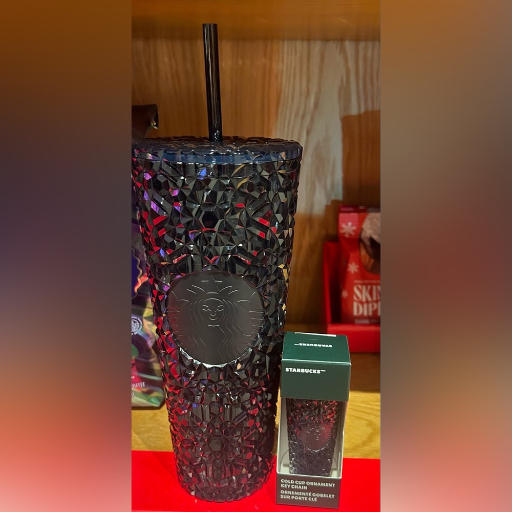 Starbucks Blue Gem Prism Cup Iridescent Tumbler 24oz & Keychain Holiday 2024 New